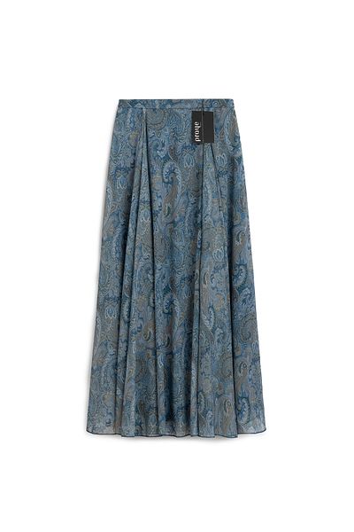 praye Fusta din șifon cu modele etnice Albastru