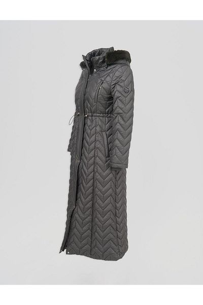 Kayra Fur Collar Quilted Coat Khaki