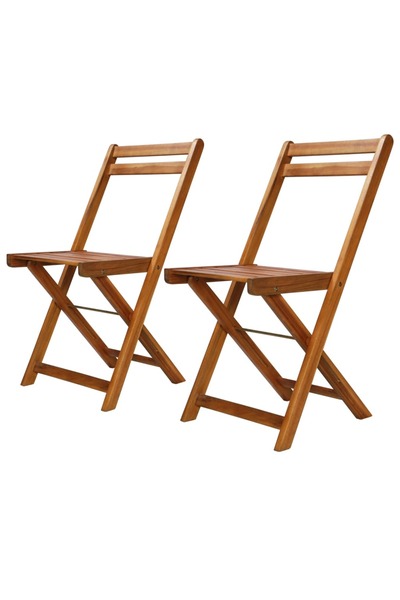 vidaxl كراسي بيسترو خارجية من قطعتين من خشب الأكاسيا الصلب