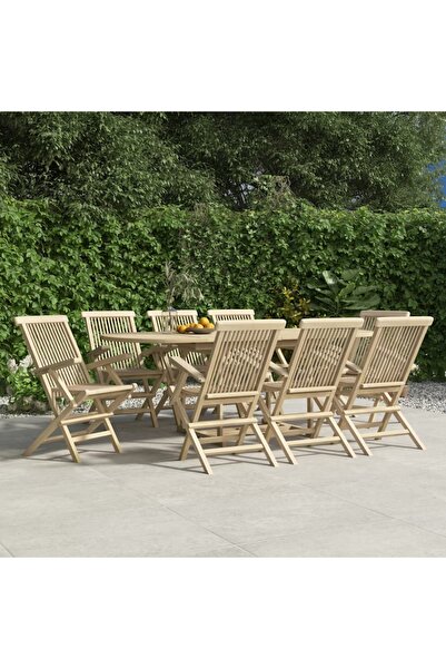 vidaxl Folding Garden Chairs 8 pcs Grey 56x61x89 cm Solid Wood Teak
