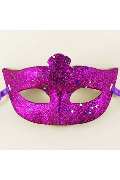 Afrodit Giyim Purple Color Glitter Star Costume Party Mask 17x10
