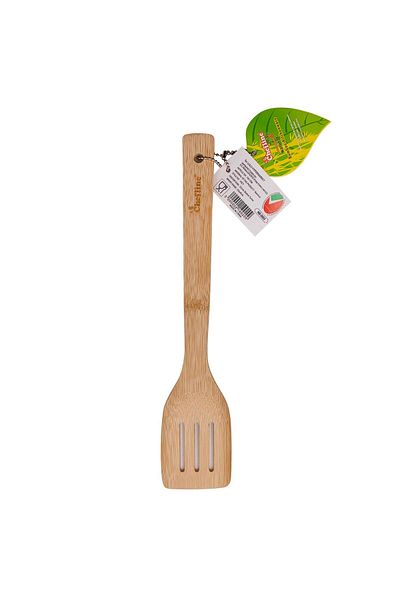 Chefline Natural Bamboo Slotted Spoon Eco-Friendly, Heat-Resistant Kitchen Utensil for Straining