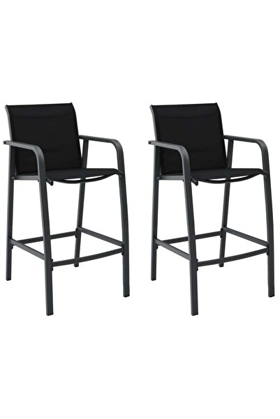 vidaxl كراسي بار للحديقة قطعتين من تيكستيلين باللون الأسود