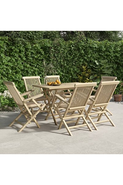 vidaxl Folding Garden Chairs 6 pcs Grey 56x61x89 cm Solid Wood Teak