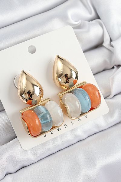 norsary Brass Mixed Color Vintage Model Women's Earrings