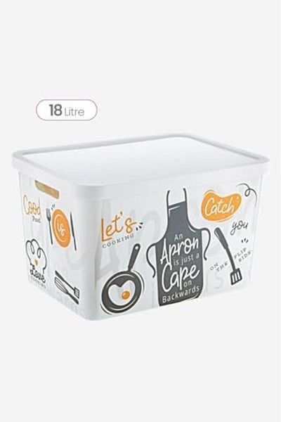 Mena Rise Şirinshop Stafi Patterned Multi-Purpose Box with Lid 18 Lt Catch You 1108107