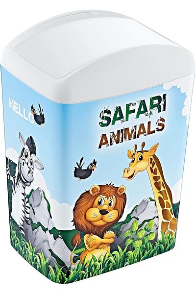Mena Rise Diyar-Ifırsatshop Soft Illustrated Trash Can Rotating Lid 10 Lt Safari 1017157