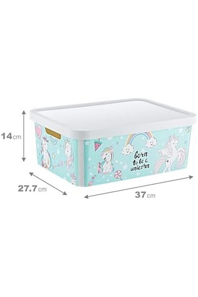 Mena Rise Şirinshop Stafi Patterned Multi-Purpose Box with Lid 12 Lt Unicorn 1108107