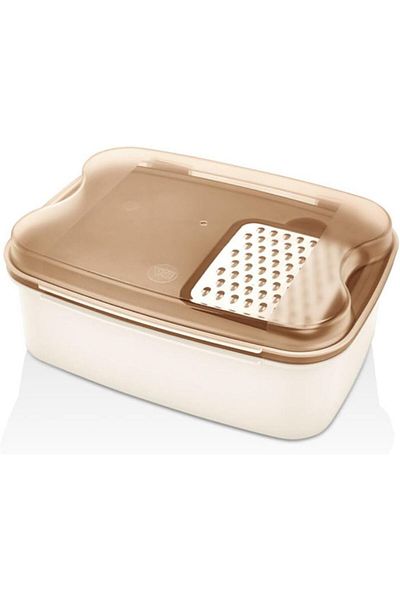 Mena Rise Diyar-Ifırsatshop Ahmet Grater Storage Container - Fairy Tale Cream Transparent Container with Cutting Board and Grater