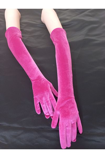 es moda shop Elisabeth Velvet Long Gloves Fuchsia