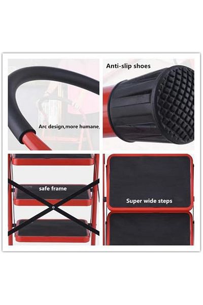 POWER INDUSTRIAL Power Industerial Home Ladder Folding Domestic Stepladder Safety Multi-function (4 STEP)