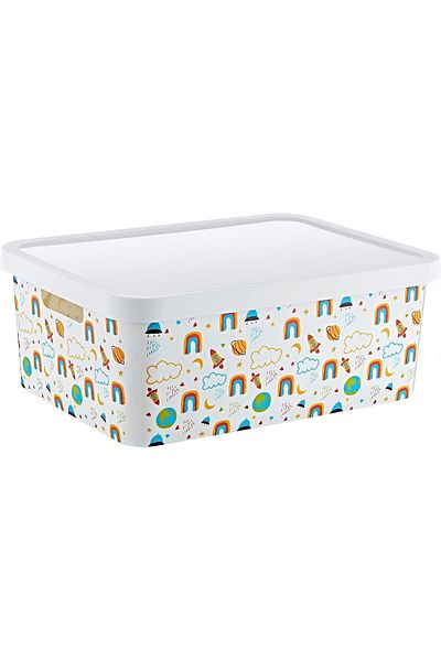 Mena Rise Şirinshop Stafi Patterned Multi-Purpose Box with Lid 12 Lt Rai̇nbow 1108107
