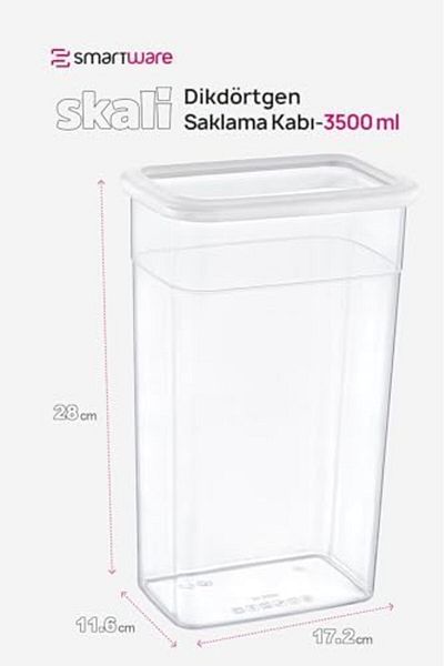 Mena Rise Şirinshop Set of 6 Scale Rectangular Storage Container White 3500 ml 1108107