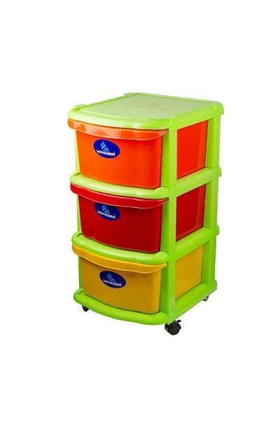 BASURRAH Voyager 3-Drawer Wide Colored Chest – Multi-Use Storage Organizer for Home & Office
