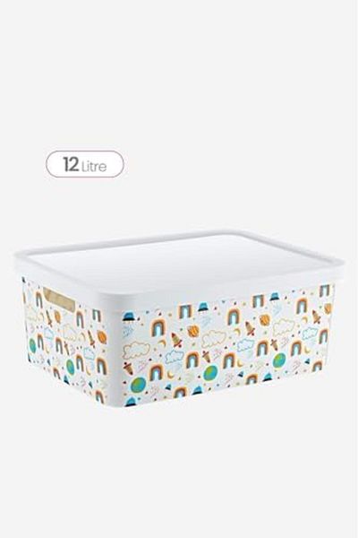 Mena Rise Şirinshop Stafi Patterned Multi-Purpose Box with Lid 12 Lt Rai̇nbow 1108107