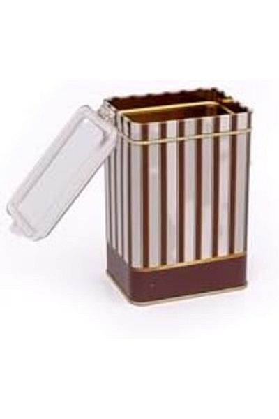 Mena Rise Şirinshop Circus Cream Patterned Rectangular Metal Storage Container 8X10 cm (Circus Cream) 1108107