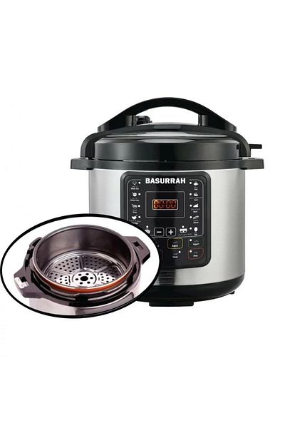 BASURRAH 8-liter electric pressure cooker with 1200-watt mandi grill