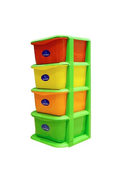 BASURRAH Voyager 4-Drawer Colored Chest – Multi-Purpose Storage Organizer for Home & Office