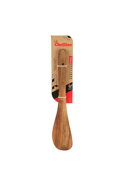 Chefline Wooden Spatula, Brown Eco-Friendly Heat-Resistant Cooking Utensil for Non-Stick Cookware