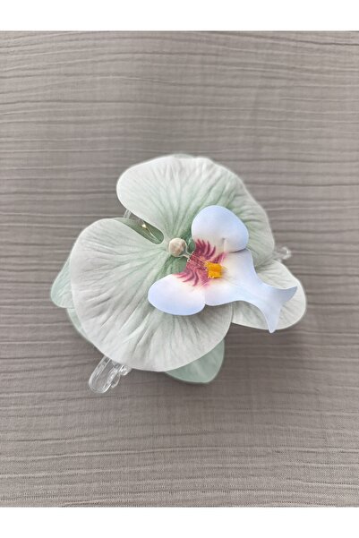 MutluBiDünya Vintage Aloha Orkide Çiçeği Süslü Zarif Yazlık Mandal Toka Orkid...