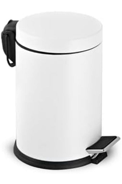 Mena Rise Diyar-Ifırsatshop Haus Bathroom Toilet Balcony Kitchen, White Colored Pedal Metal Trash Can 3 Li