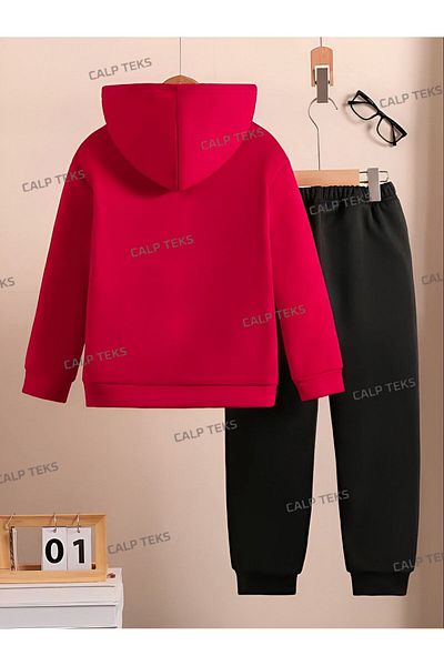 CALP TEKS Sonics Printed Thick Cotton Hooded Bottom Top Children's Set
