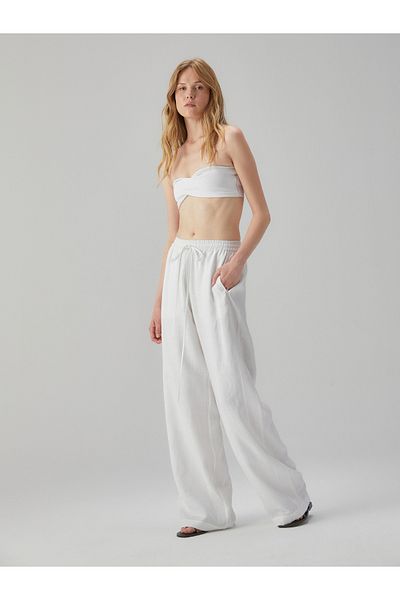 BAQA White Trousers with Elastic Waist