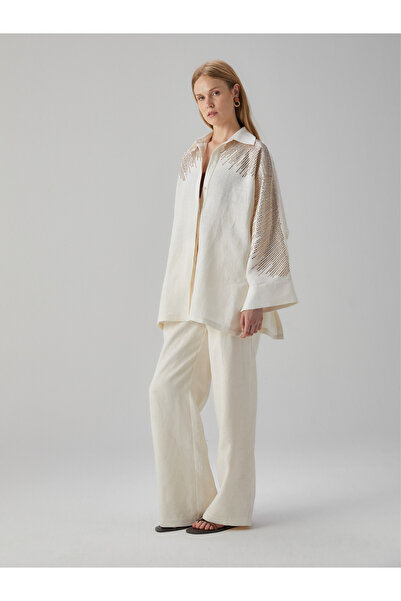 BAQA Taş İşlemeli Keten Gömlek