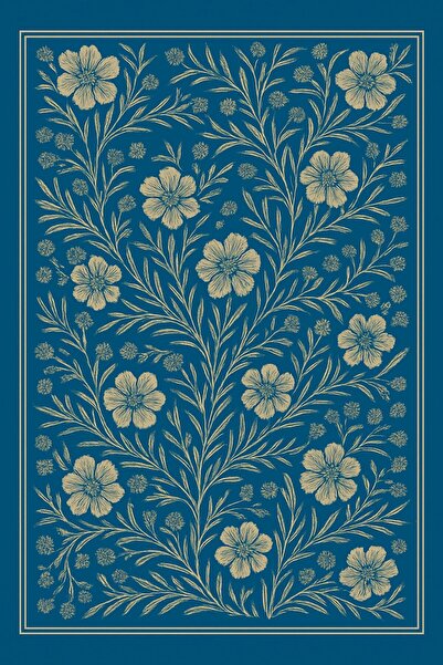 Rugs Modern Halı سجادة ديكور حديثة من MOSSO ذات لون أزرق ونقوش زهور صفراء وقا...