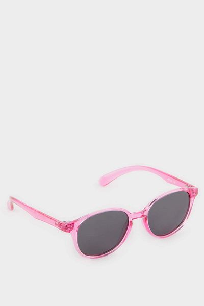 DeFacto Girl's Round Fuchsia Plastic Frame Black Glass Polarized Sunglasses F4307A8Ns