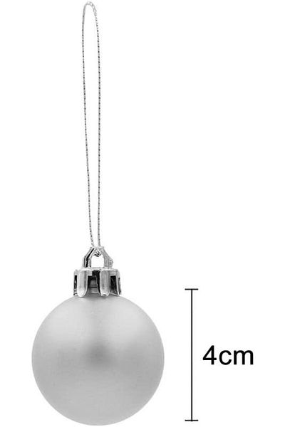 COOLWEST Set of 24 COOLWEST Christmas baubles, plastic, silver, 4 cm