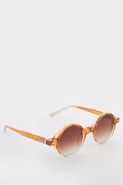 DeFacto Women's Round Orange Plastic Frame Coffee Glass Uv Sunglasses F0614Axns