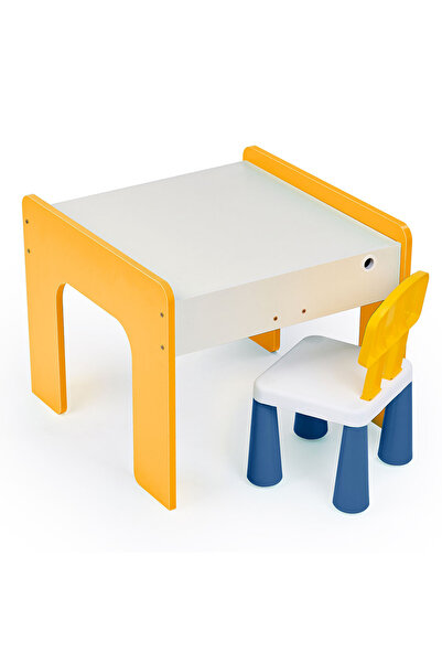 Onuvio Multifunctional Table for Children, MDF Wood, Chair Included, 57x57x45, 3-6 Y, Onuvio® - Yellow