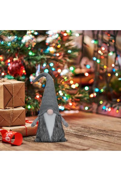 EKARSEN Gnome Decoration, Polyester, Gray, 22 X 60 Cm