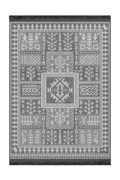 Rugs Modern Halı MOSSO Γκρι Έθνικ Σχέδιο Υφαντό Χαλί με Βάση Μοντέρνας Διακόσ...