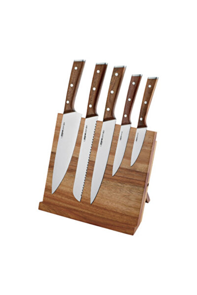Arshia 6-Piece German Steel Knife Set with Wooden Block