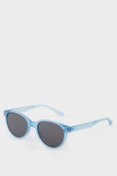 DeFacto Girl's Round Light Blue Plastic Frame Black Glass Polarized Sunglasses F4360A8Ns