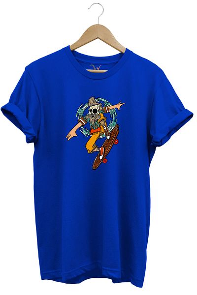 WİDİ Tricou premium cu imprimeu pentru bărbați care skateboard, 100% bumbac, cu croiala normală