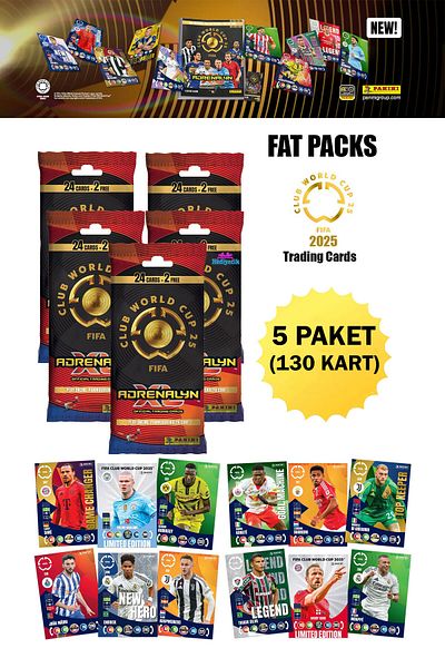 Panini Fifa Club World Cup 2025 Fat Pack Tc Package Footballer Cards 5 Pack (130 Cards)