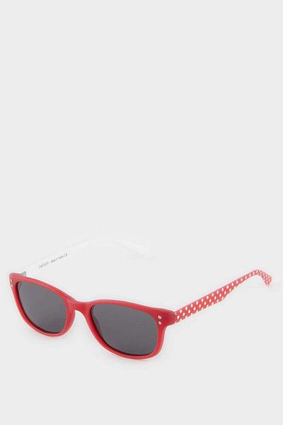 DeFacto Girl's Round Red Plastic Frame Black Glass Polarized Sunglasses F4361A8Ns