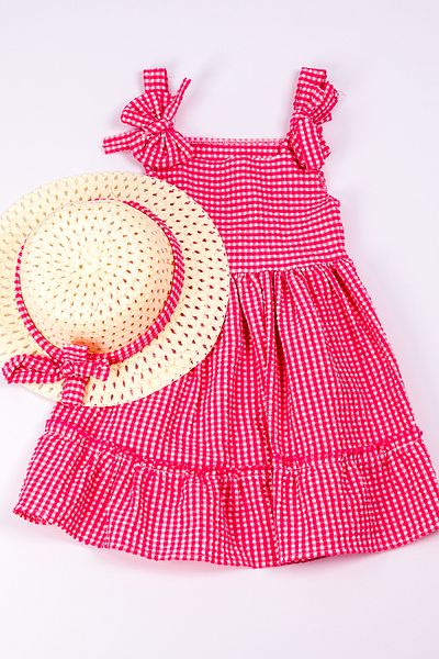 HÇM Hesaplı Çocuk Mağazaları Girl's Hat Dress with Checked Bow B33