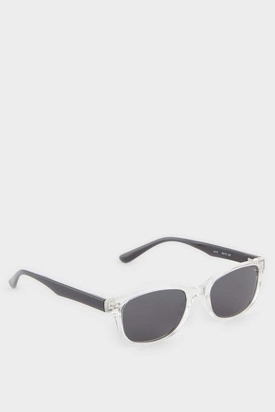 DeFacto Girl's Round Transparent Plastic Frame Black Glass Polarized Sunglasses F4319A8Ns
