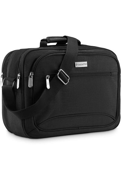 zagatto Men’s shoulder bag, waterproof briefcase, black, laptop compatible, 26x37x14 cm, ZG809