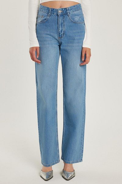 Tudors Women's Regular Fit Wide Leg Blue Jean Jeans
