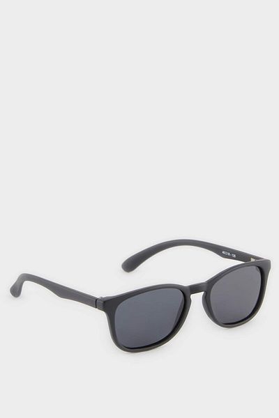 DeFacto Boy's Round Black Plastic Frame Black Glass Polarized Sunglasses F4371A8Ns