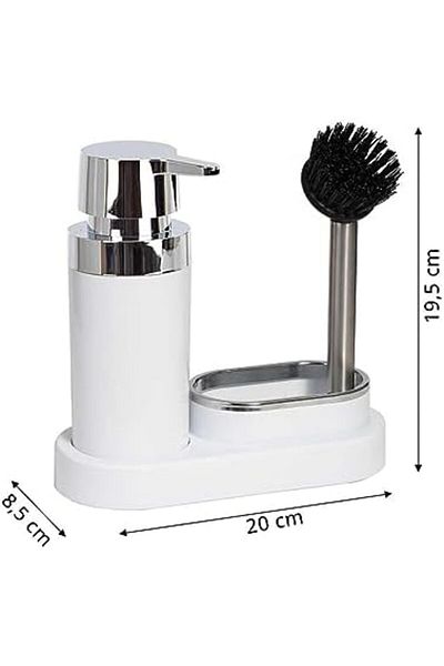 Mena Rise Diyar-ıFırsatShop Set de bucătărie cu dozator de săpun lichid și perie pentru polen, alb 1017157