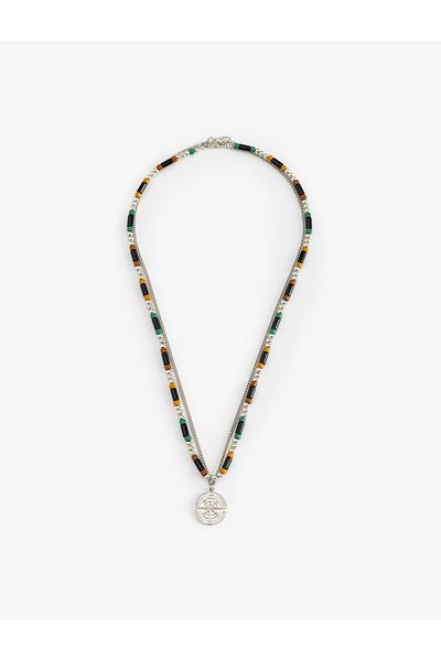 Koton Double Multicolor Beaded and Chain Locket Necklace