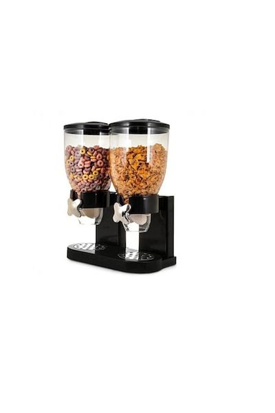 stuffix Double Cereal Dispenser, Black, 2x2L, Dimensions 35x29x42