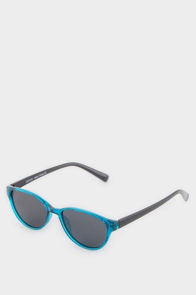 DeFacto Girl's Round Blue Plastic Frame Black Glass Polarized Sunglasses F4325A8Ns