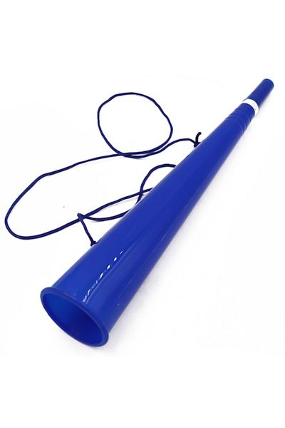 dalimag Vuvuzela simplă, tip corn, pentru petreceri, stadion, miting, albastră cu șnur, 36 cm